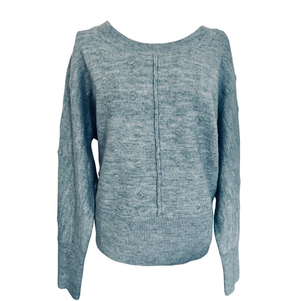 William Rast Alpaca Blend Aqua Popcorn Stitch Sweater Pullover Cozy Coastal